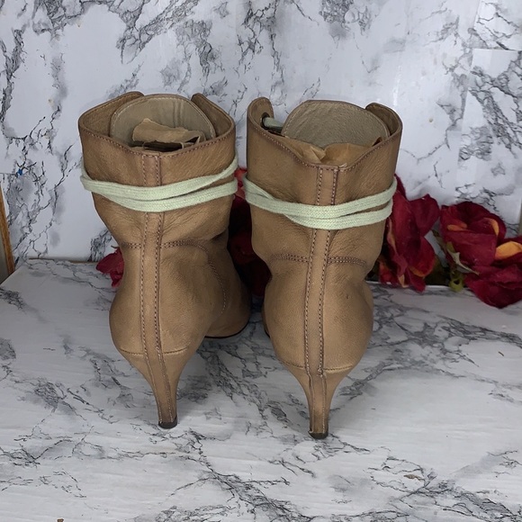 Ash Iggy Lace Up Peep Toe Tan Leather Ankle Booties - Picture 3 of 14